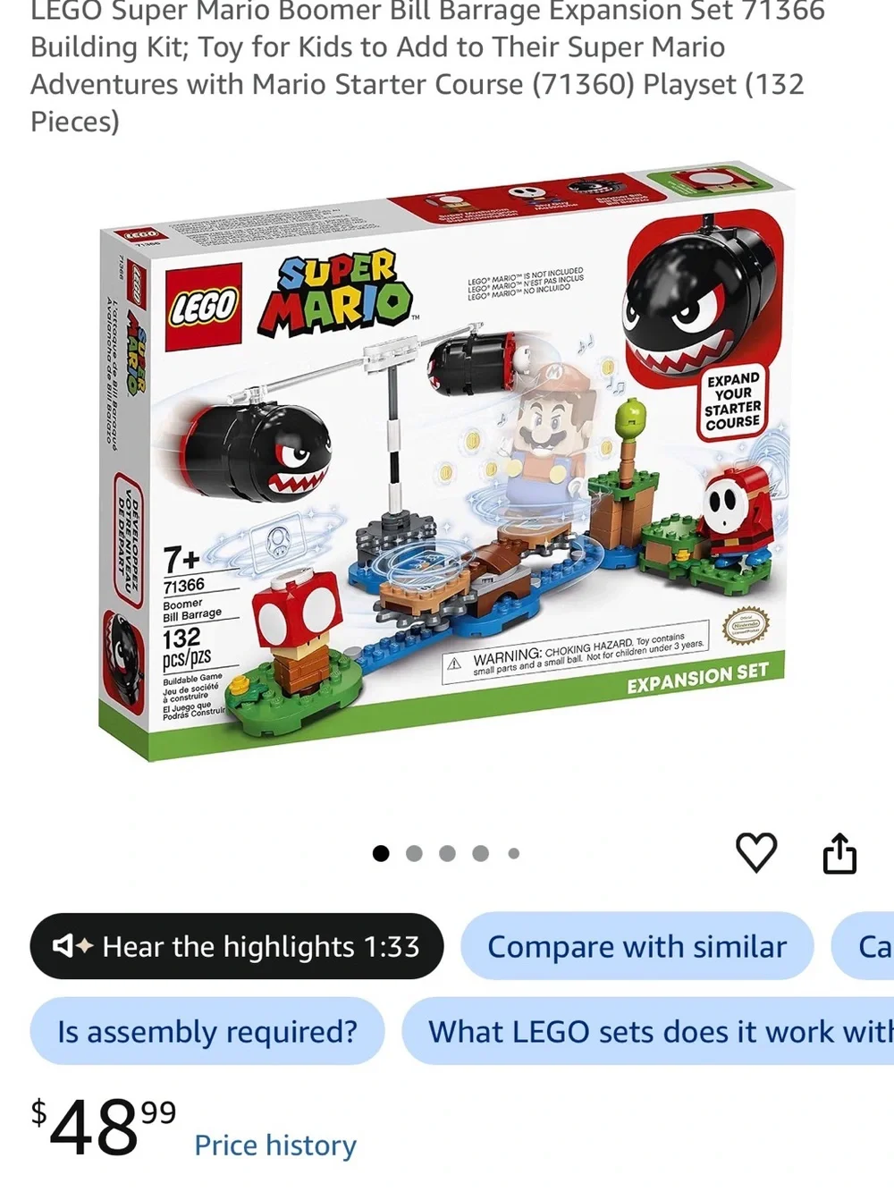 4 Mario Lego Sets, Group lot